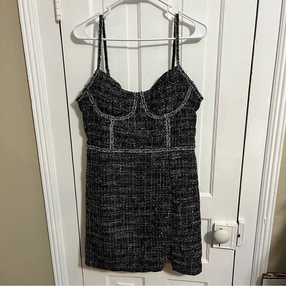 Altar’d State Tweed Bustier Corset Detail Mini Dress Black XL O1 - Picture 3 of 9
